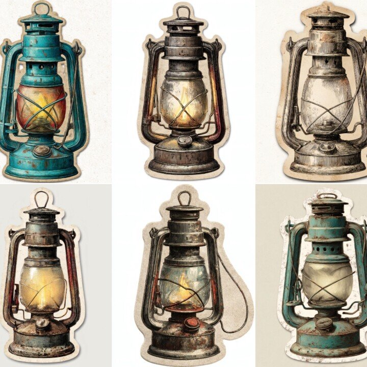 vintage – 24 Vintage Lantern Junk Journal Fussy Cuts