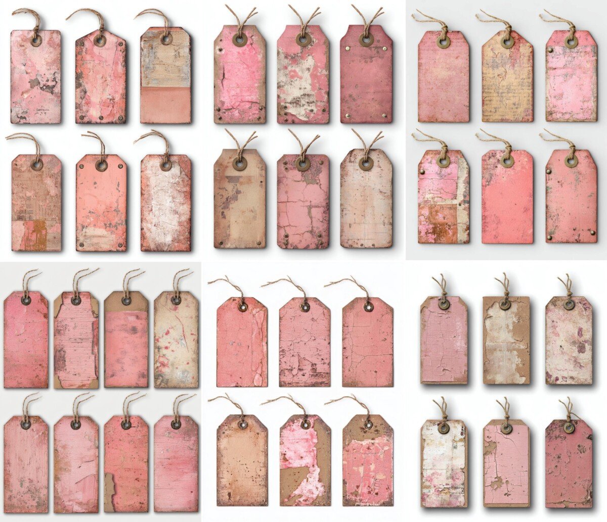 distressed – 150+ Distressed Pink Labels & Tags Ephemera