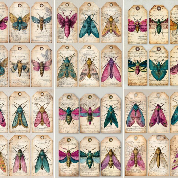 entomology – 150+ Entomology Moth Victorian Junk Journal Supplies Labels & Tags
