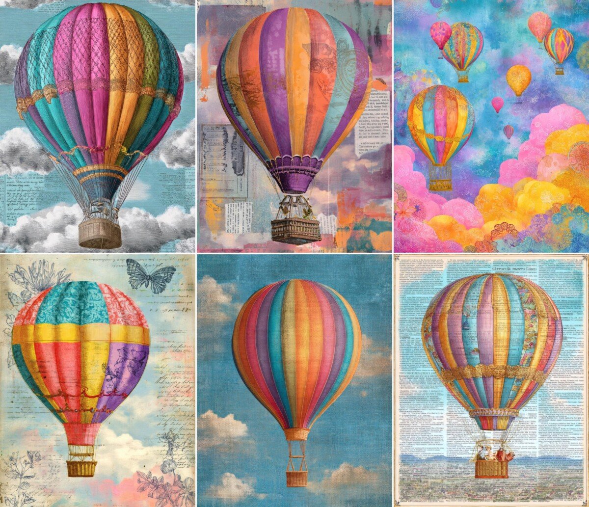 colorful – 60 Colorful Hot Air Balloon Junk Journal Pages