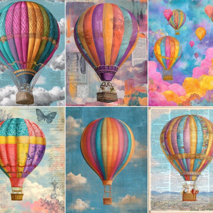 colorful – 60 Colorful Hot Air Balloon Junk Journal Pages