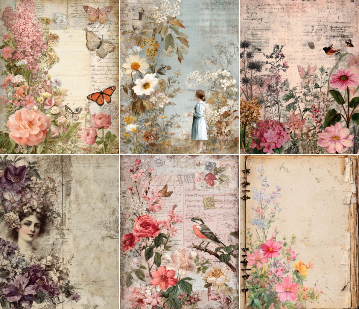 cottagecore – 25 Cottagecore Vintage Junk Journal Pages
