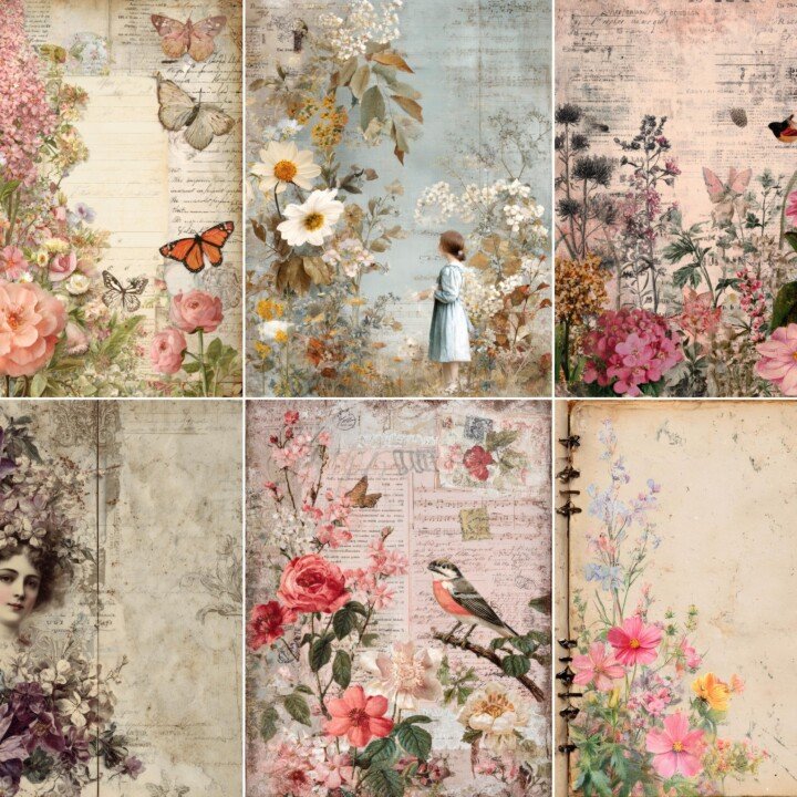 cottagecore – 25 Cottagecore Vintage Junk Journal Pages