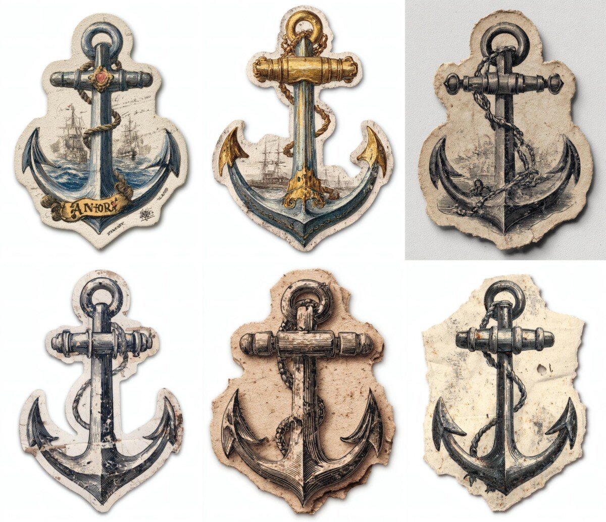 nautical – 24 Nautical Anchor Junk Journal Fussy Cuts