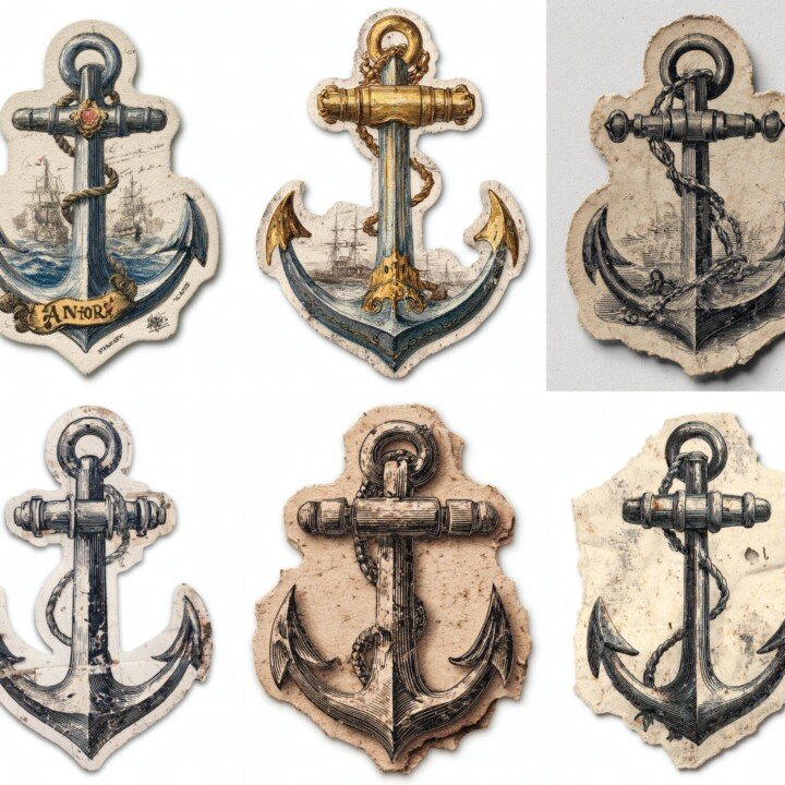 nautical – 24 Nautical Anchor Junk Journal Fussy Cuts