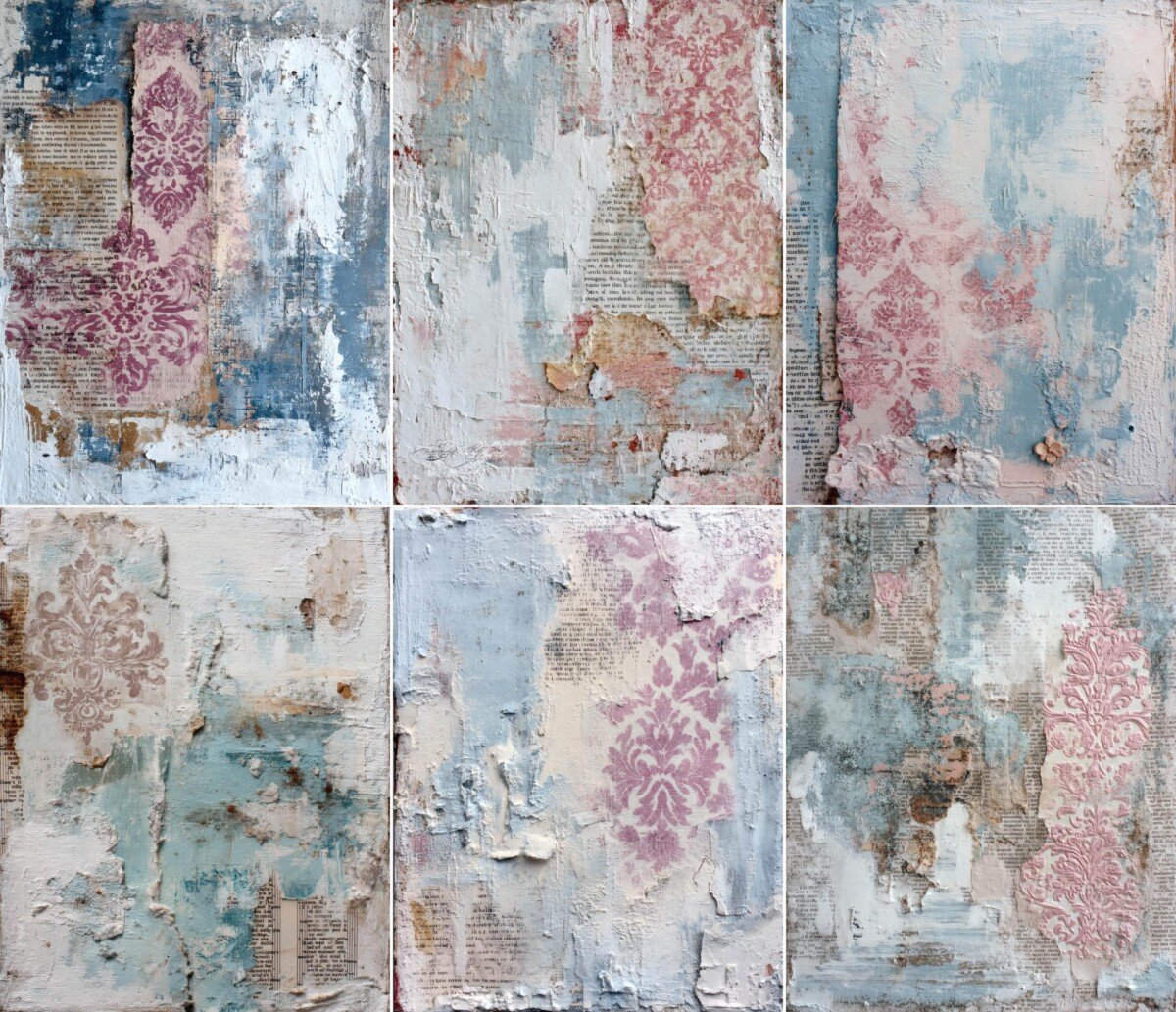 distressed – 40 Distressed Mixed Media Junk Journal Pages