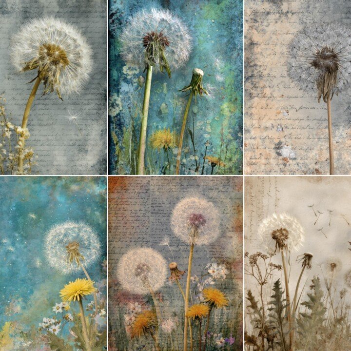 dandelion – 51 Dandelion Junk Journal Pages