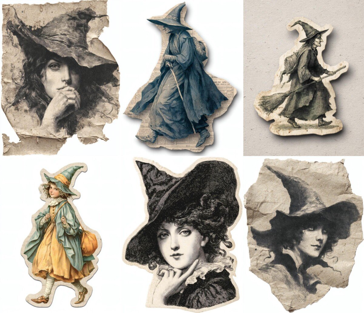 horror – 24 Horror Witch Junk Journal Fussy Cuts