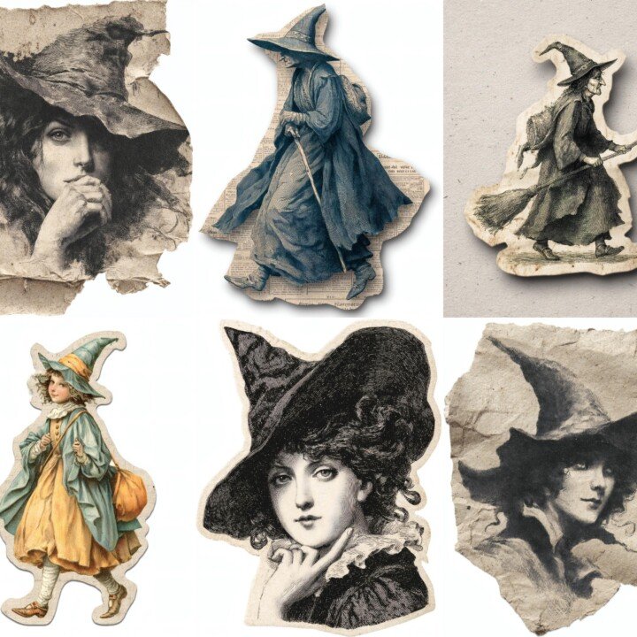 horror – 24 Horror Witch Junk Journal Fussy Cuts