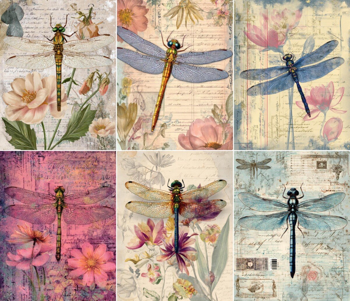 dragonfly – 52 Dragonfly Junk Journal Pages