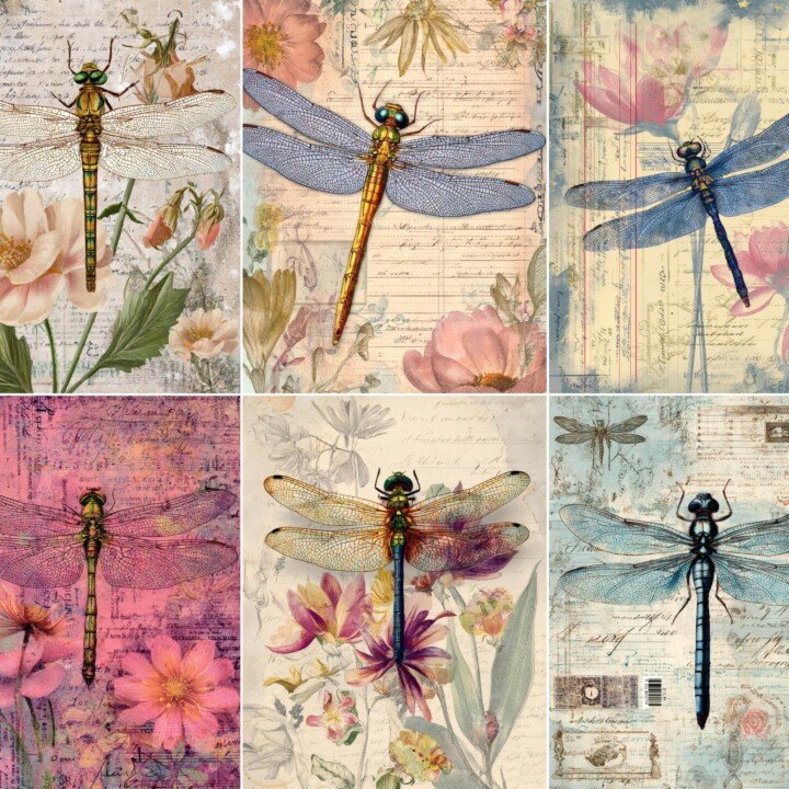 dragonfly – 52 Dragonfly Junk Journal Pages