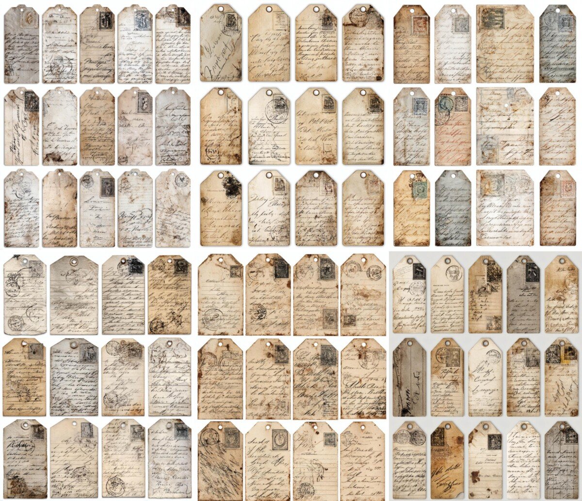 vintage – 150+ Vintage Handwriting Tags Ephemera