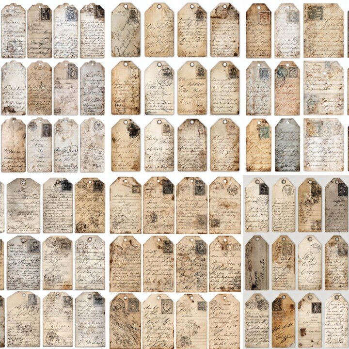 vintage – 150+ Vintage Handwriting Tags Ephemera