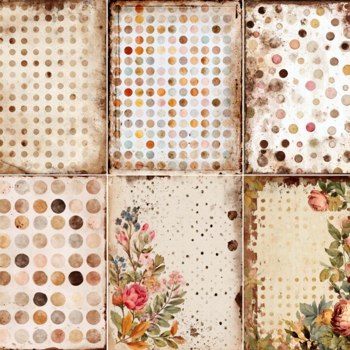 vintage – 56 Vintage Dot Junk Journal Pages