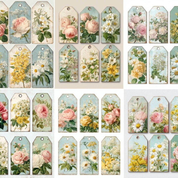 romantic – 100+ Romantic Floral & Cottagecore Junk Journal Ephemera Labels & Tags