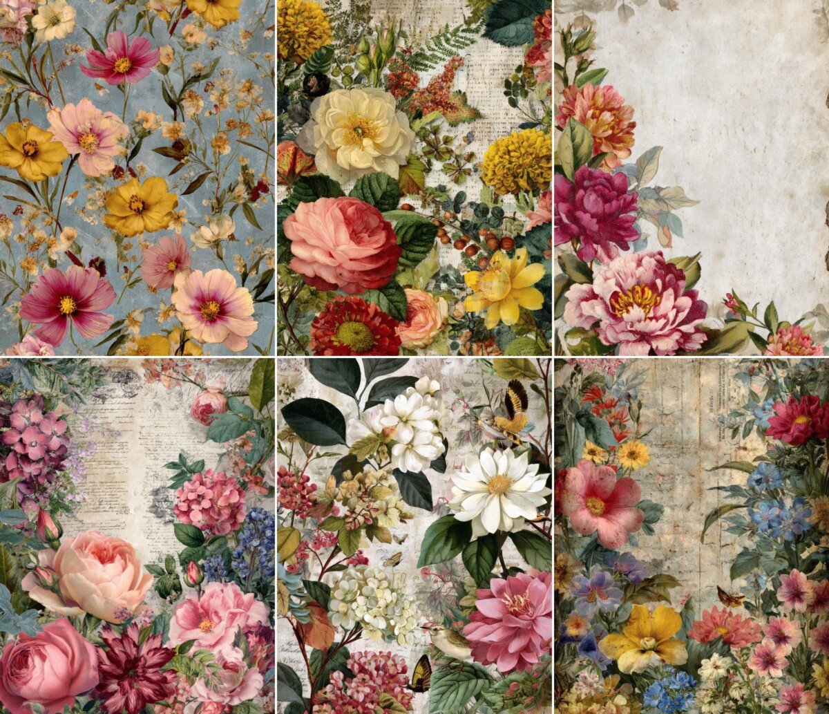 floral – 64 Floral Repeat Junk Journal Pages