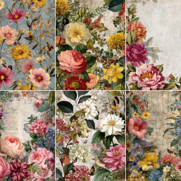floral – 64 Floral Repeat Junk Journal Pages