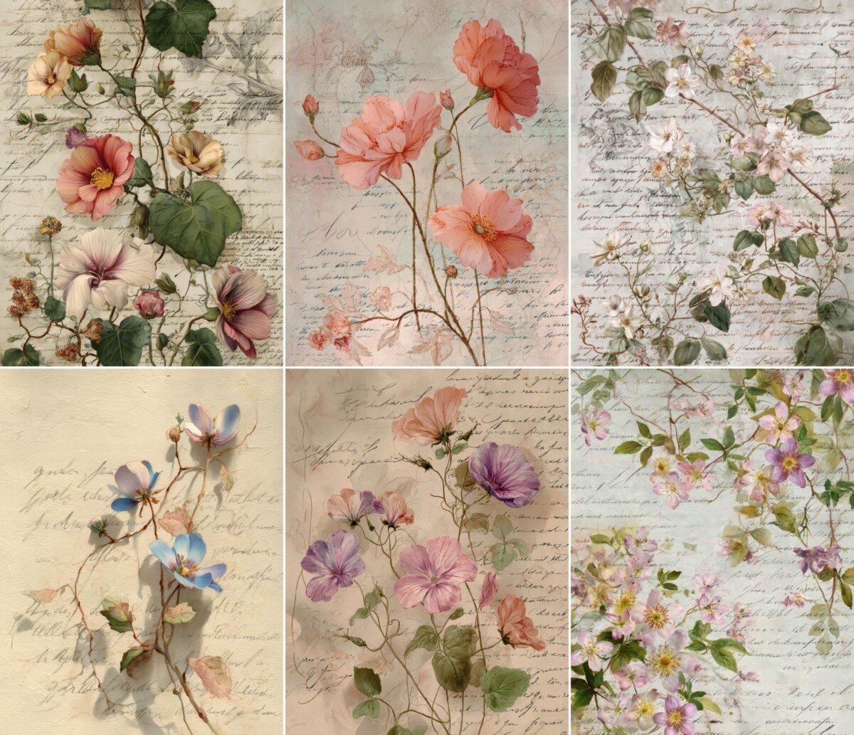 pastel – 36 Pastel Floral Junk Journal Pages