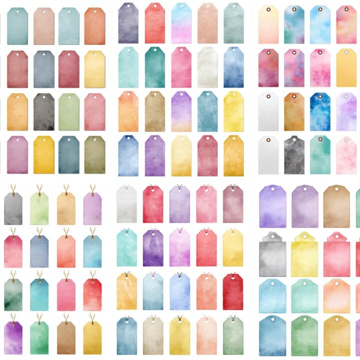 watercolor – 250+ Watercolor Paper Junk Journal Supplies Labels & Tags