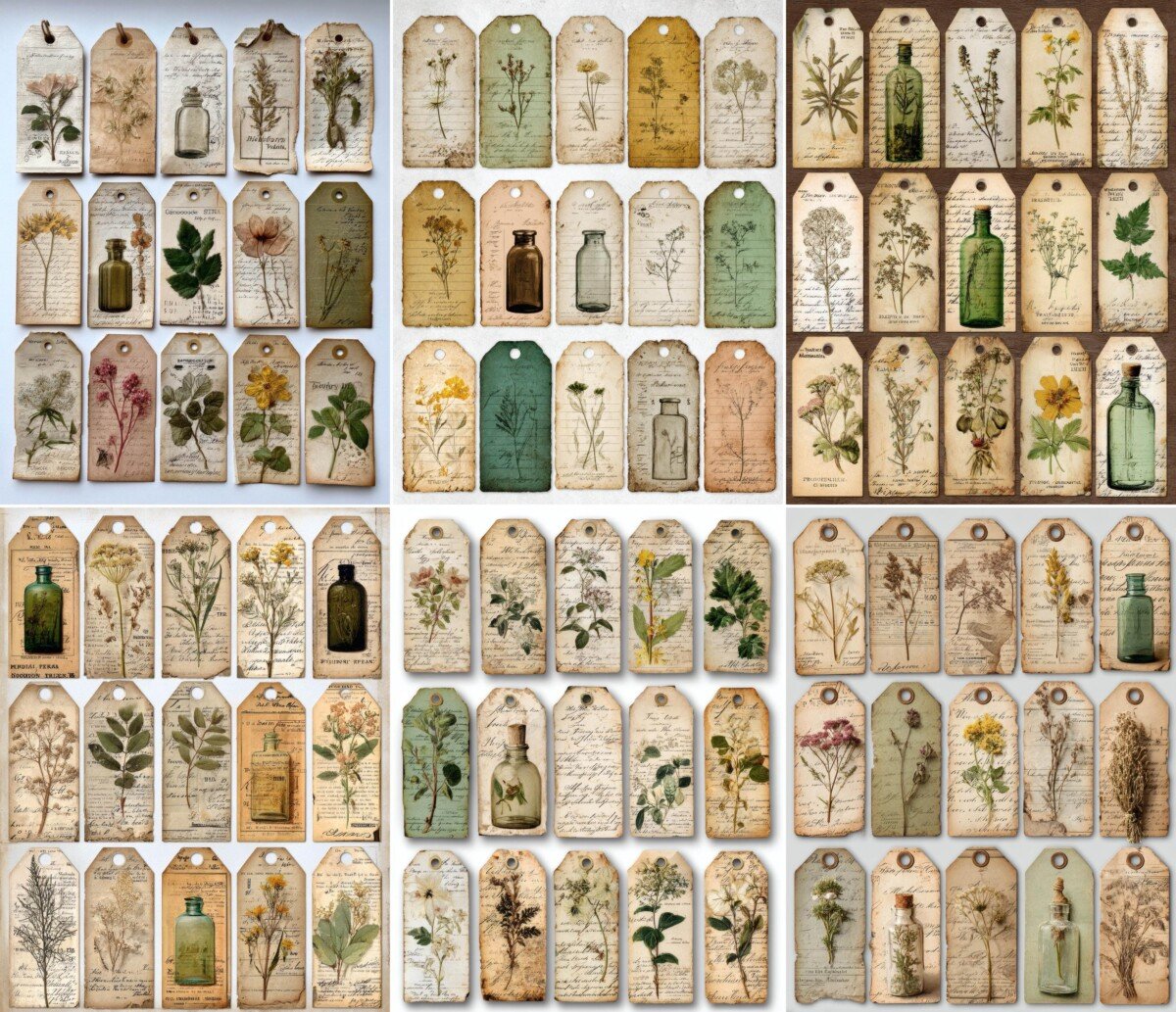 botanical – 200+ Botanical Apothecary Labels & Tags Ephemera