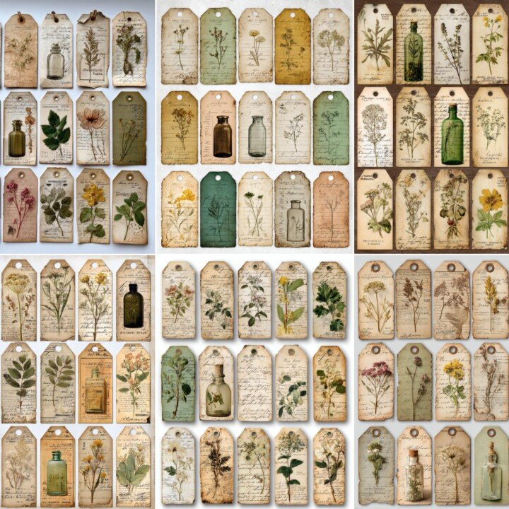 botanical – 200+ Botanical Apothecary Labels & Tags Ephemera