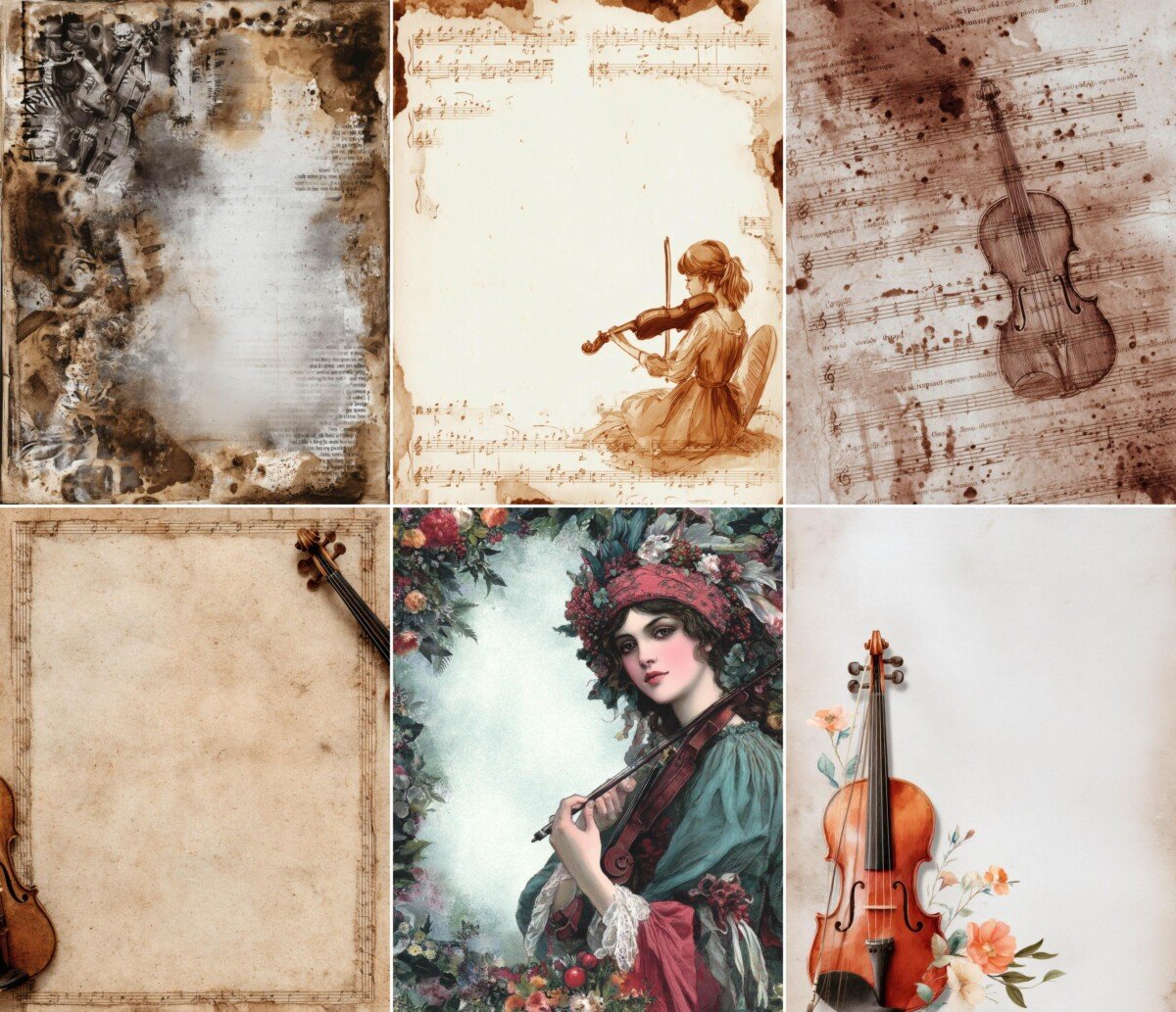 vintage – 45 Vintage Violinist Junk Journal Pages