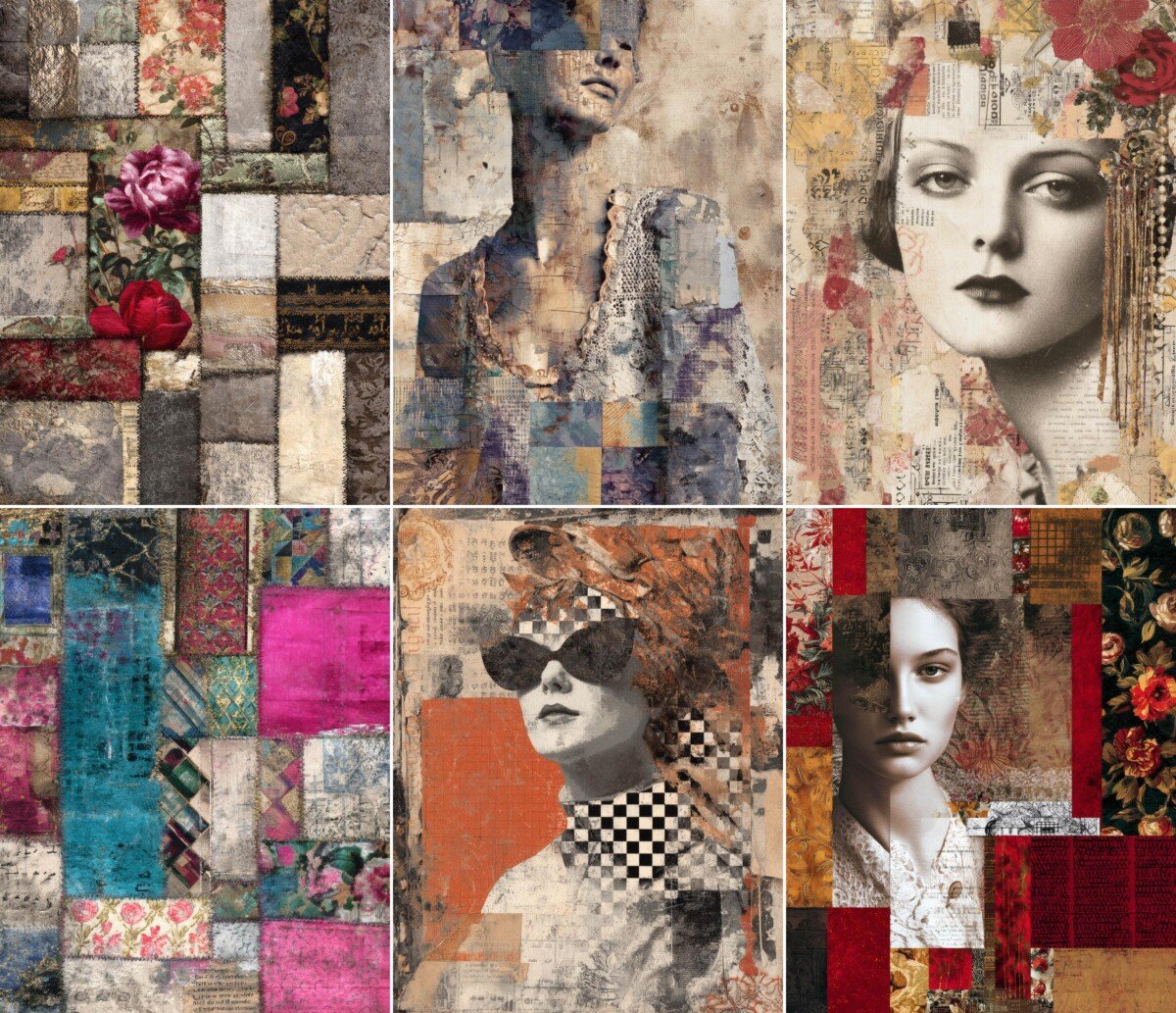 grunge – 50 Grunge Textile Junk Journal Pages