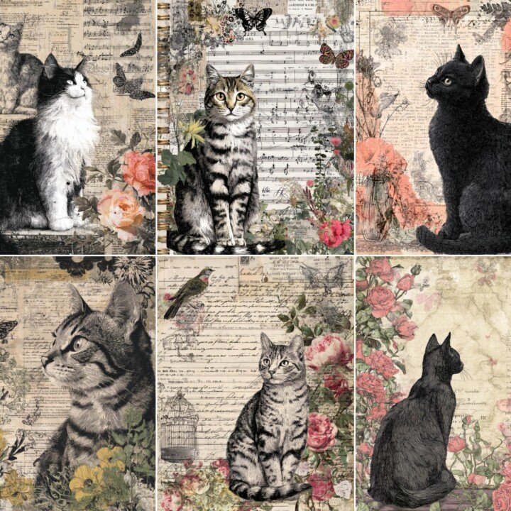vintage – 64 Vintage Cat Journal Pages