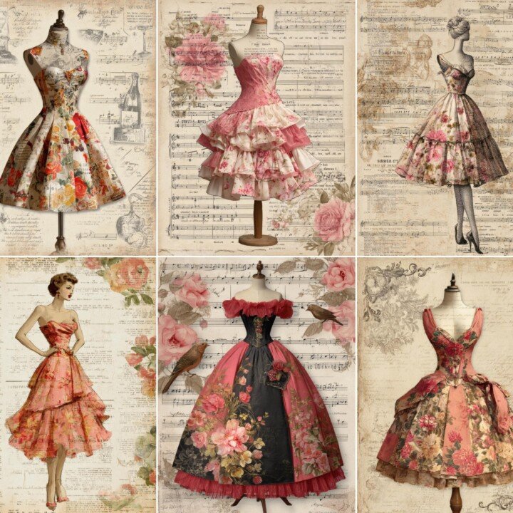 vintage – 52 Vintage Cocktail Dress Journal Pages