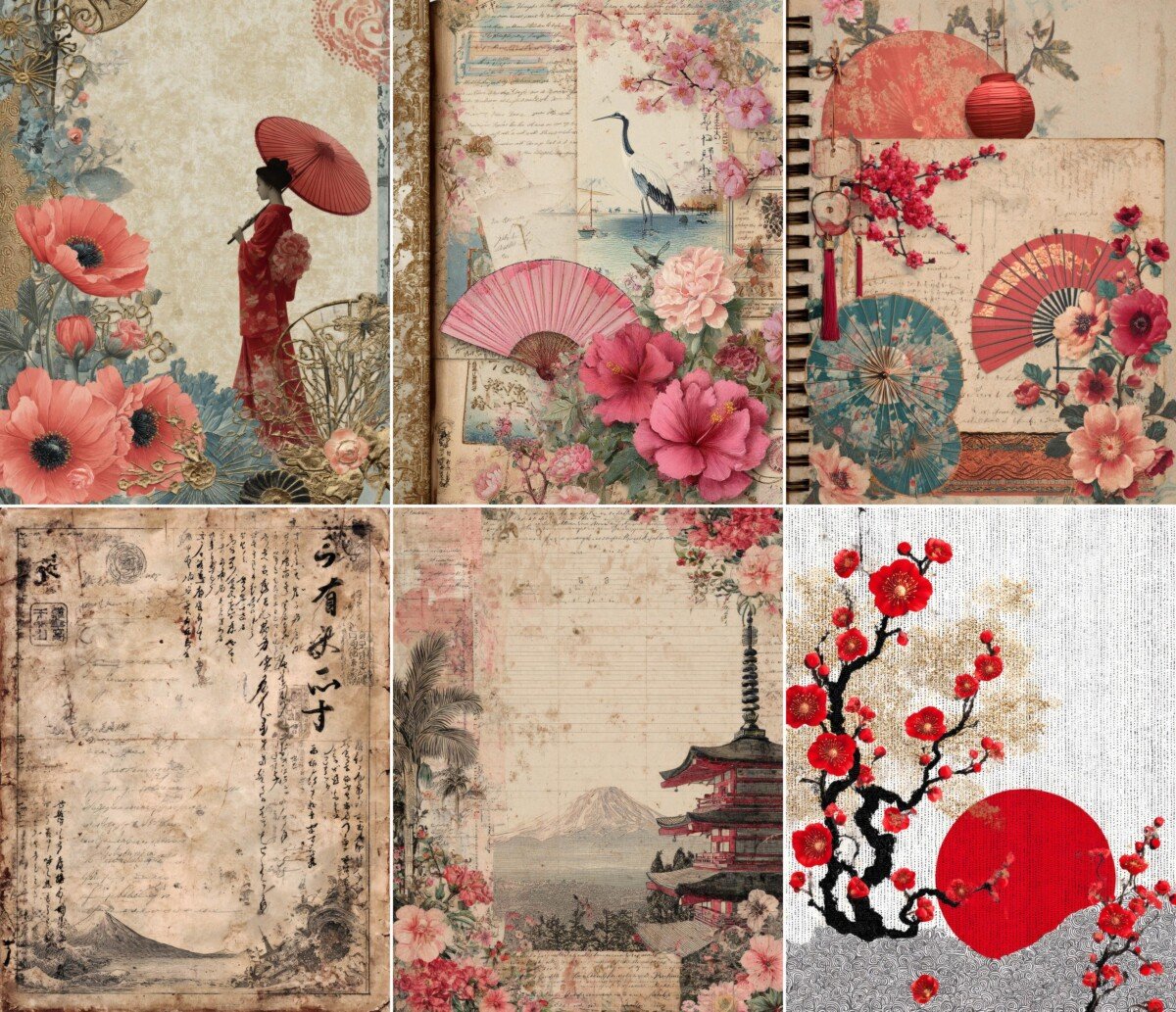 japan – 52 Japan Junk Journal Pages