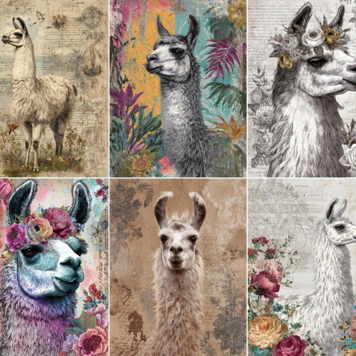 llama – 52 Llama Junk Journal Pages
