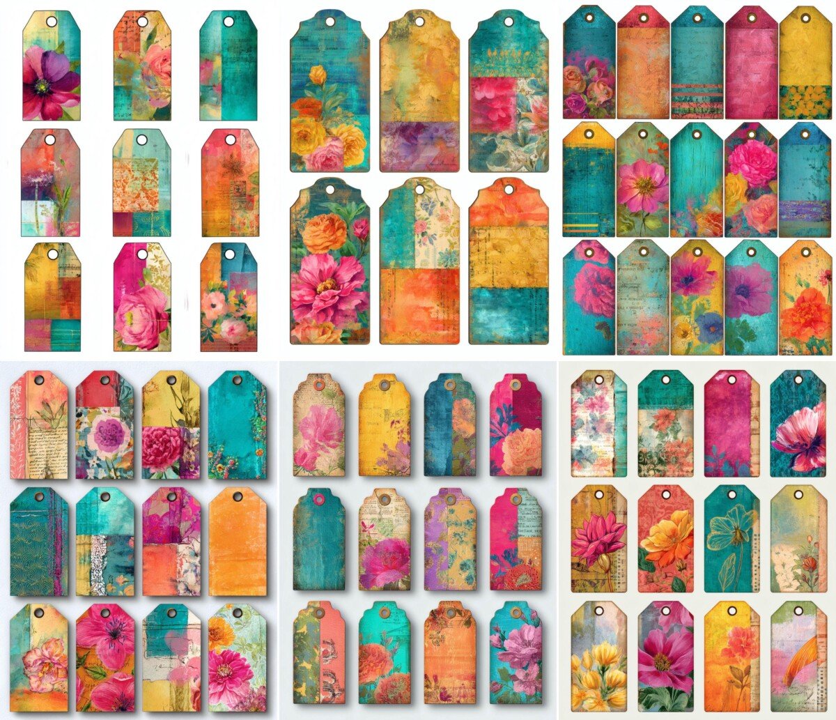 mixed – 200+ Mixed Media & Boho Junk Journal Supplies Labels & Tags
