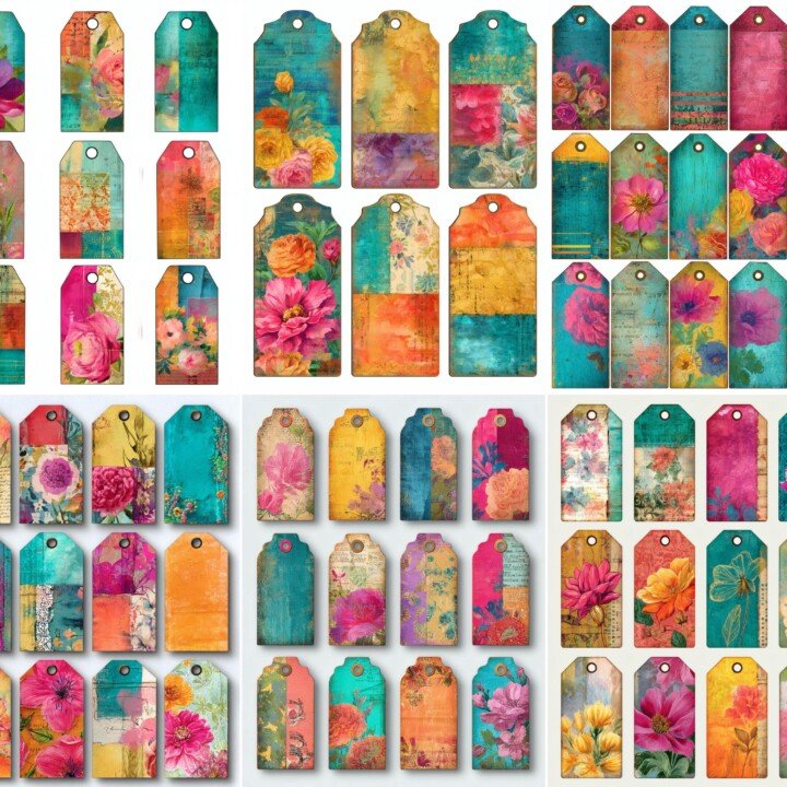 mixed – 200+ Mixed Media & Boho Junk Journal Supplies Labels & Tags