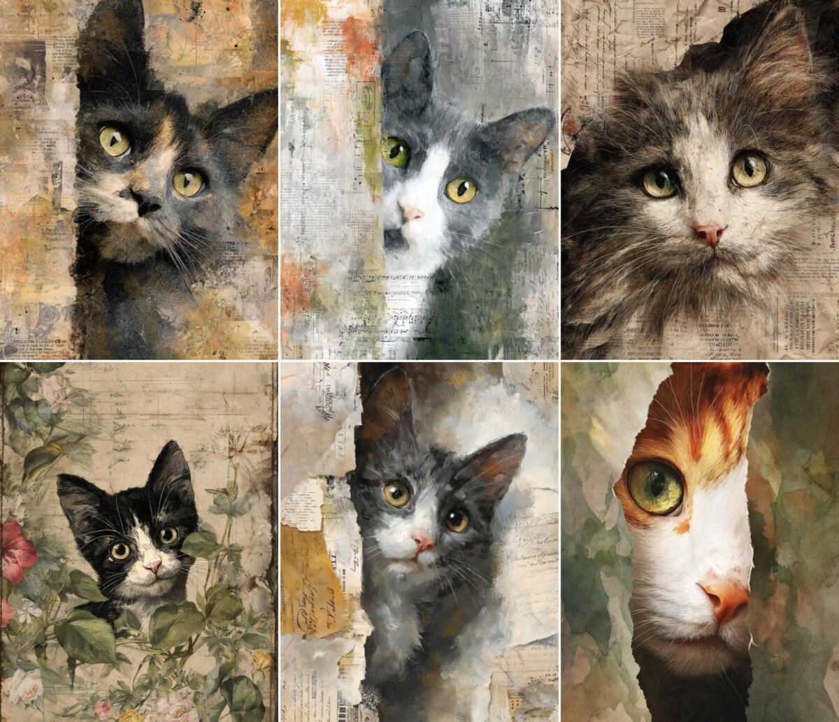 cheeky – 64 Cheeky Cat Junk Journal Pages