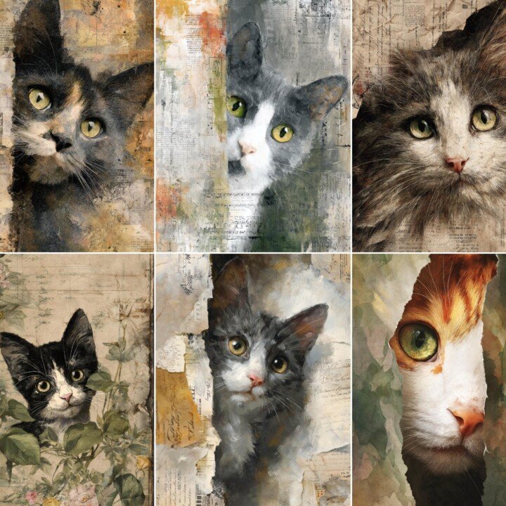 cheeky – 64 Cheeky Cat Junk Journal Pages