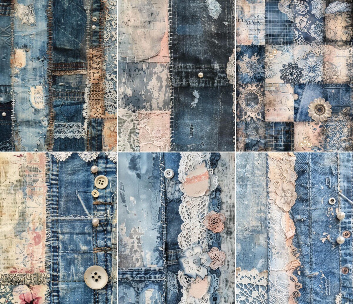 denim – 46 Denim Patchwork Junk Journal Pages
