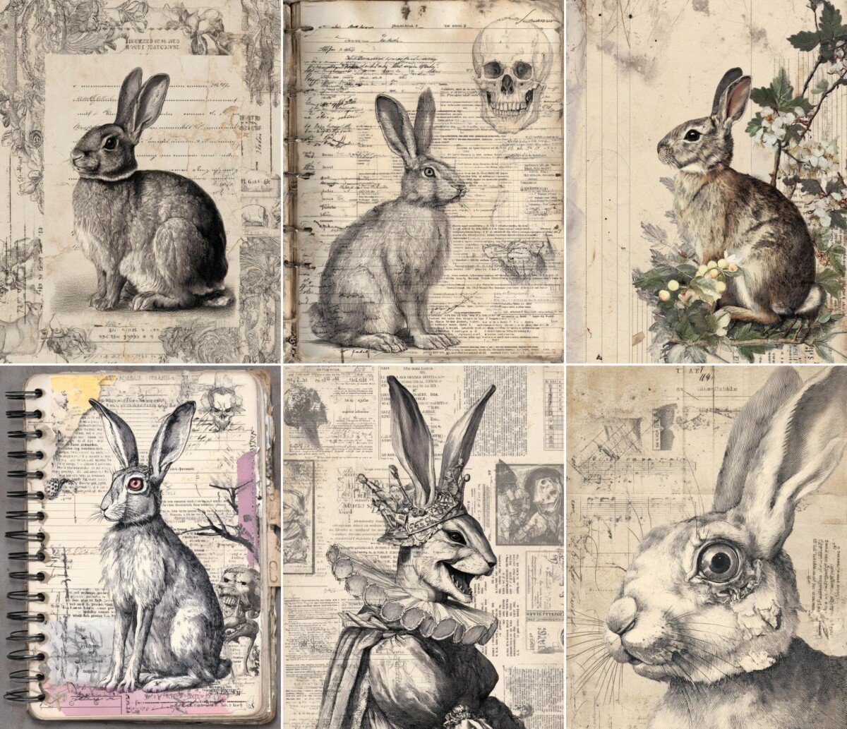 scary – 54 Scary Rabbit Junk Journal Pages