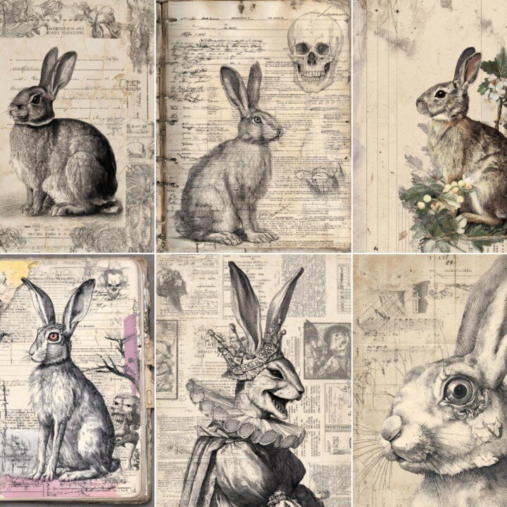 scary – 54 Scary Rabbit Junk Journal Pages