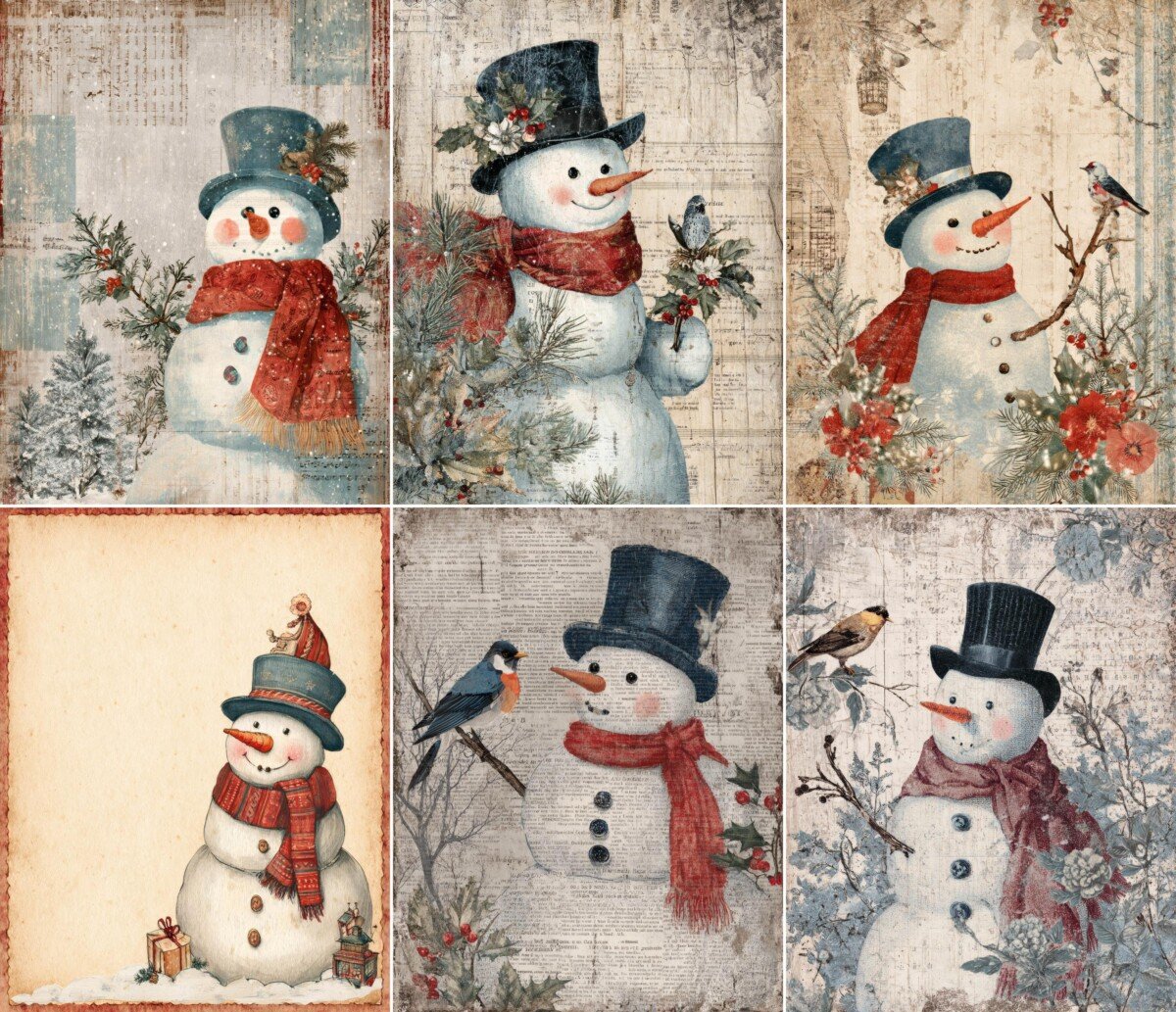 snowman – 32 Snowman Junk Journal Pages