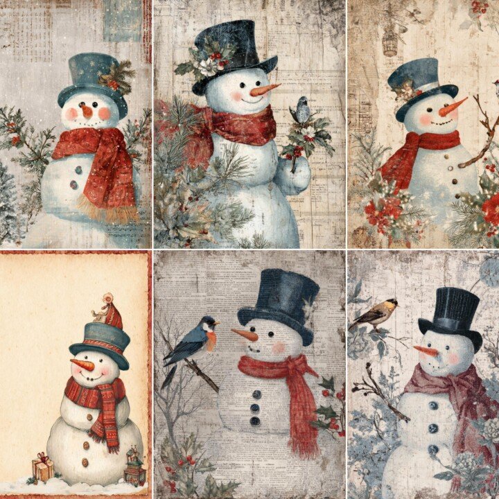 snowman – 32 Snowman Junk Journal Pages