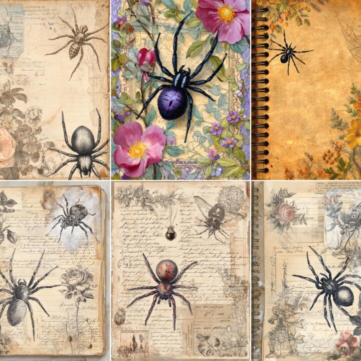 spider – 56 Spider Junk Journal Pages