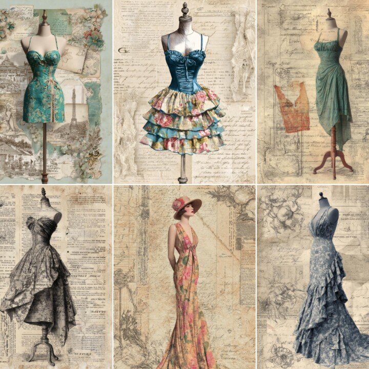 antique – 67 Antique Mannequin Junk Journal Pages