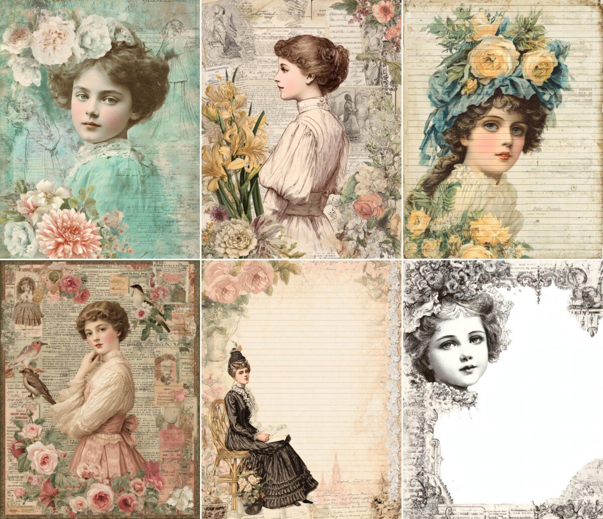 victorian – 54 Victorian Girl Junk Journal Pages