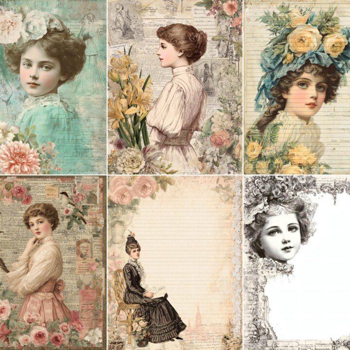 victorian – 54 Victorian Girl Junk Journal Pages