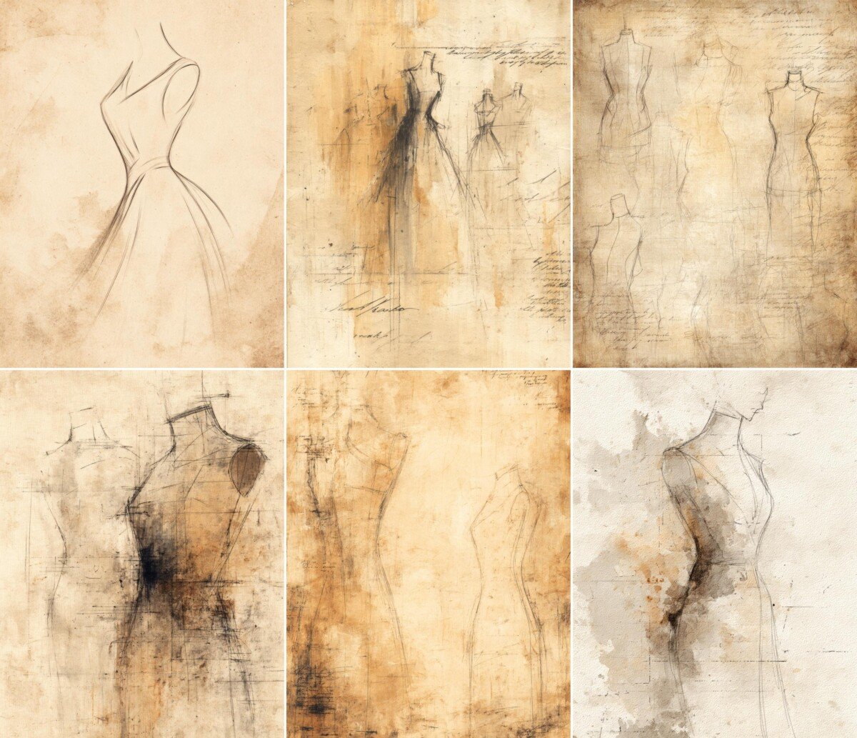 vintage – 56 Vintage Fashion Sketch Junk Journal Pages