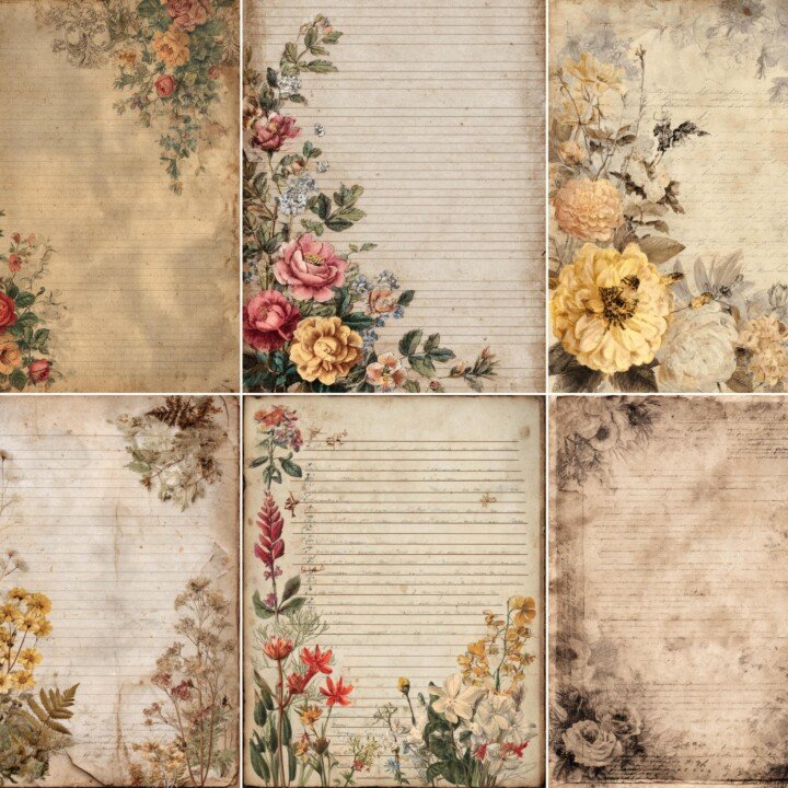 vintage – 48 Vintage Notebook Junk Journal Pages