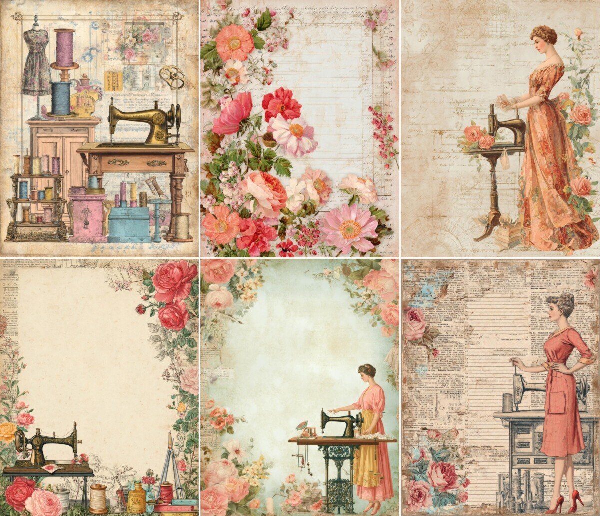 vintage – 39 Vintage Sewing Junk Journal Pages