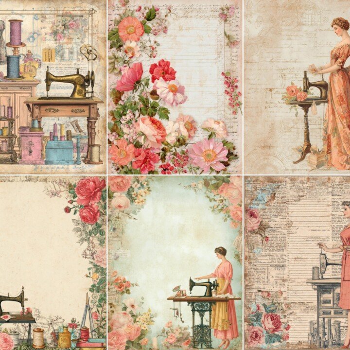 vintage – 39 Vintage Sewing Junk Journal Pages