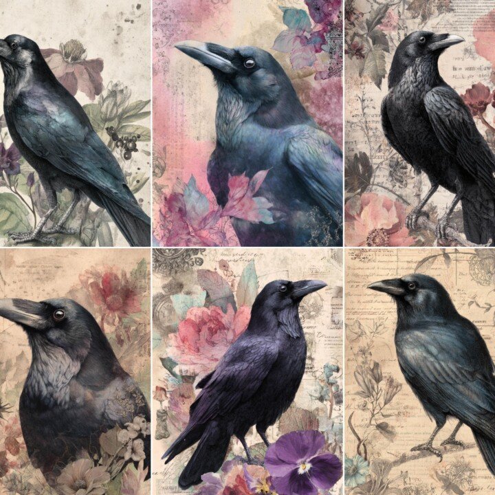 vintage – 49 Vintage Raven Junk Journal Pages