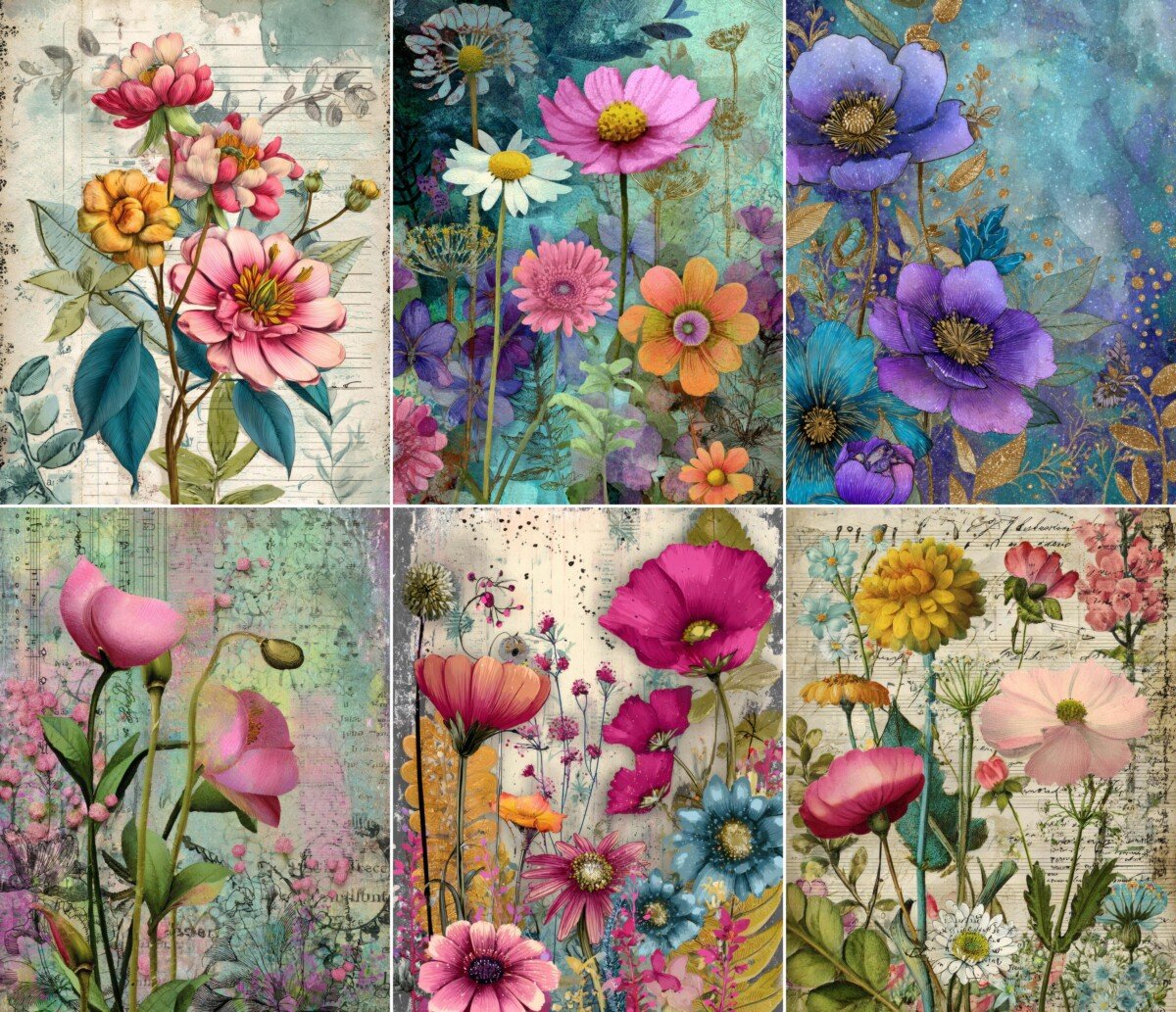 whimsical – 52 Whimsical Floral Junk Journal Pages